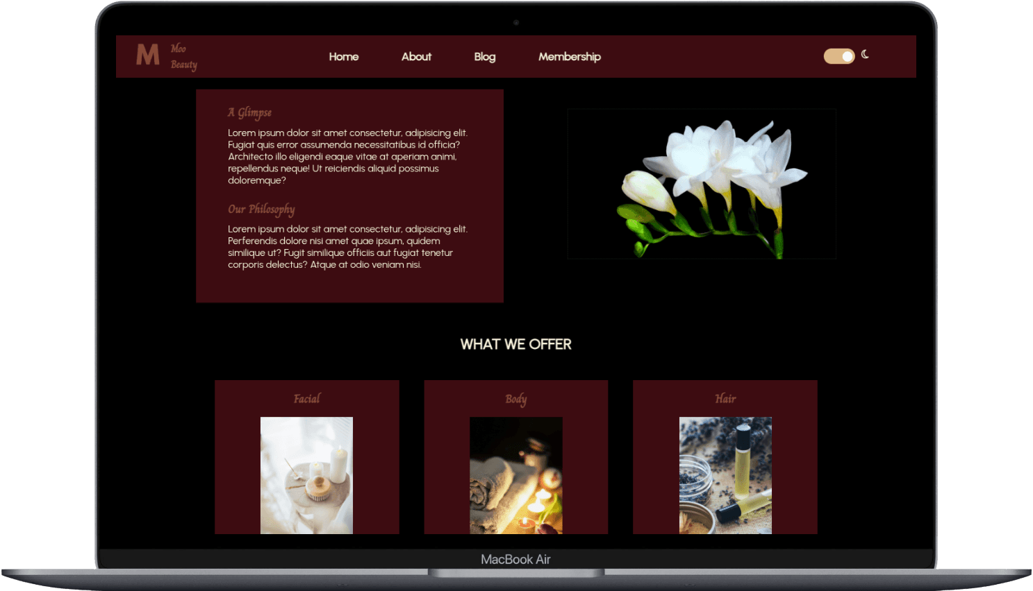 Portfolio Webdev Custom Salon Kecantikan Desktop View
