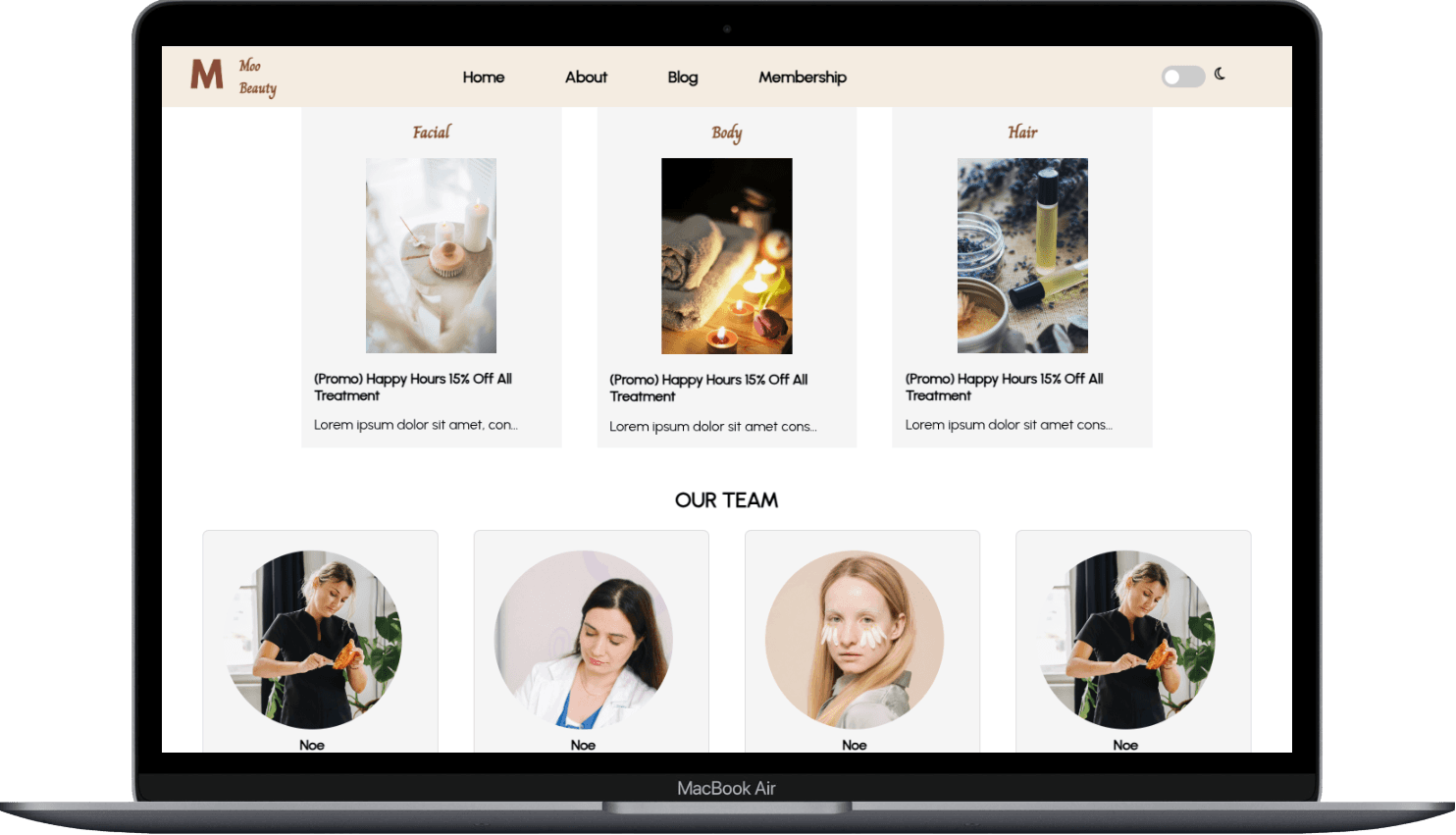 Portfolio Webdev Custom Salon Kecantikan Desktop View