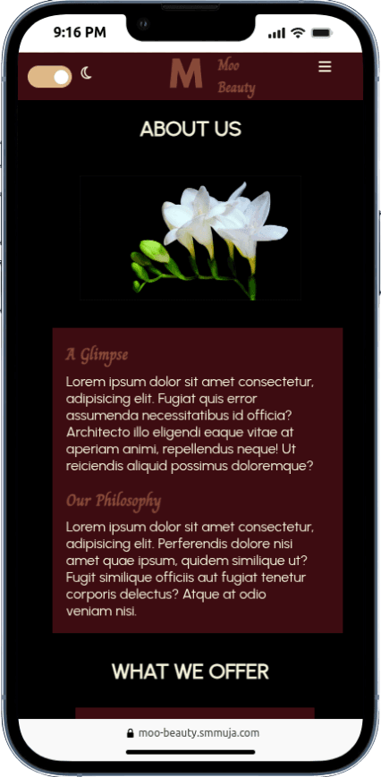 Portfolio Webdev Custom Salon Kecantikan Mobile View
