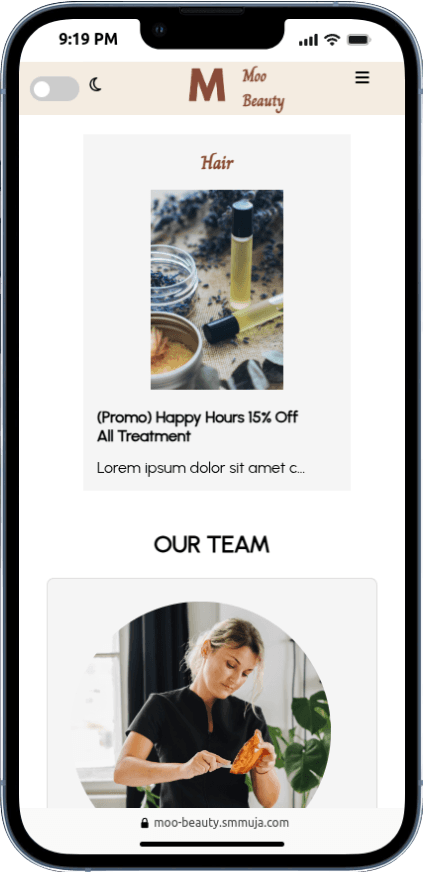 Portfolio Webdev Custom Salon Kecantikan Mobile View