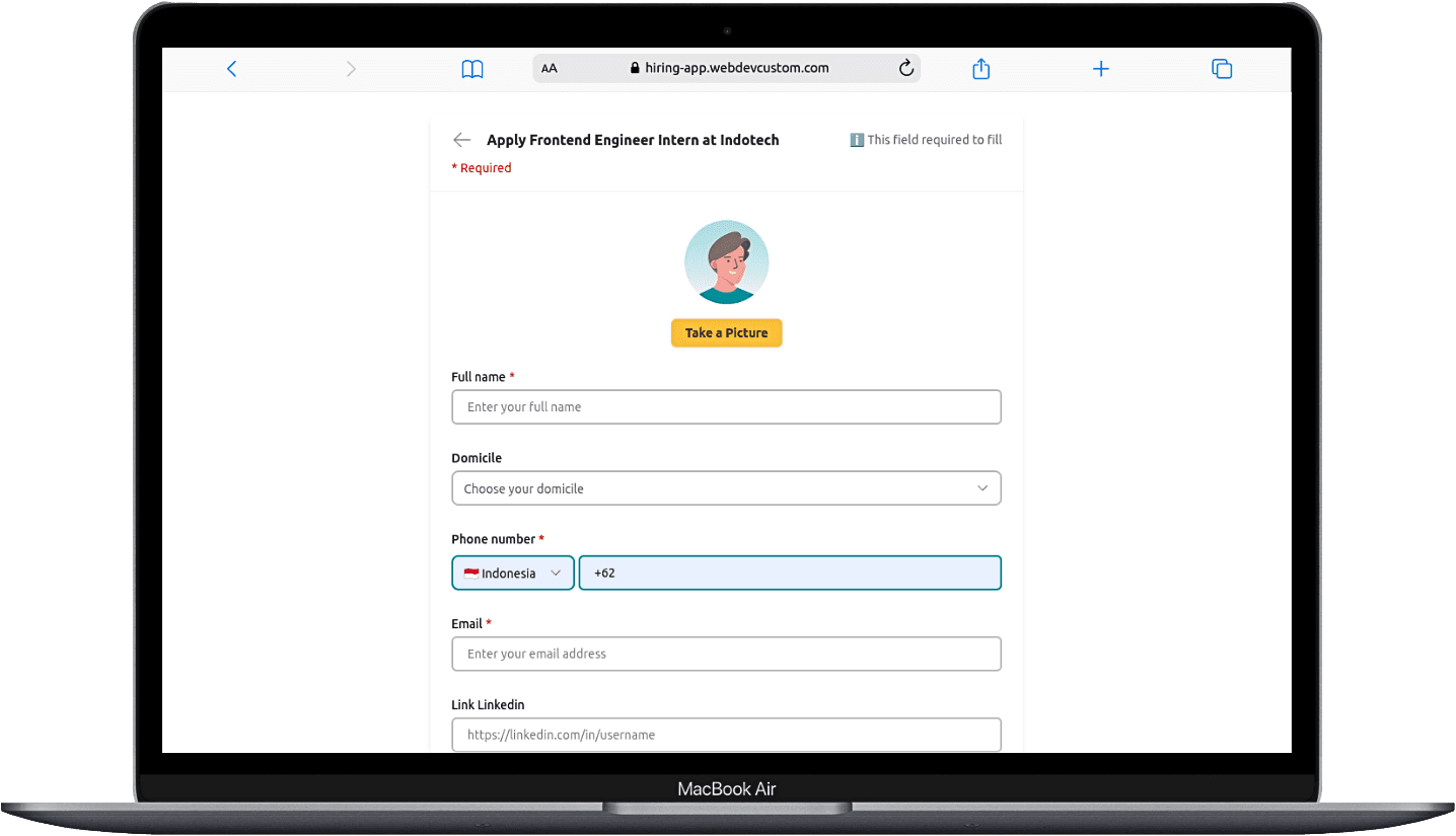 Portfolio Webdev Custom Multirole Recruitment App Desktop View