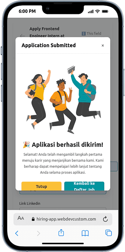 Portfolio Webdev Custom Multirole Recruitment App Mobile View