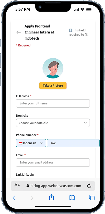 Portfolio Webdev Custom Multirole Recruitment App Mobile View