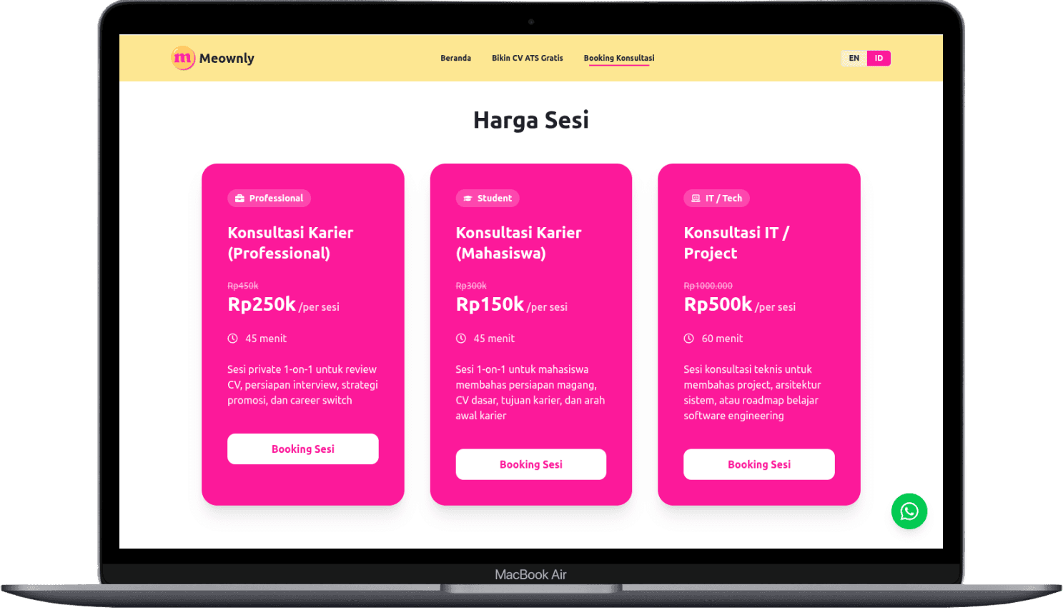 Portfolio Webdev Custom Konsultasi Karier dan Pembuatan CV ATS Desktop View