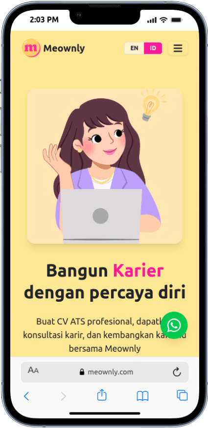 Portfolio Webdev Custom Konsultasi Karier dan Pembuatan CV ATS Mobile View