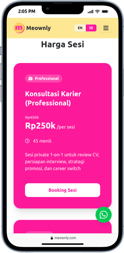Portfolio Webdev Custom Konsultasi Karier dan Pembuatan CV ATS Mobile View