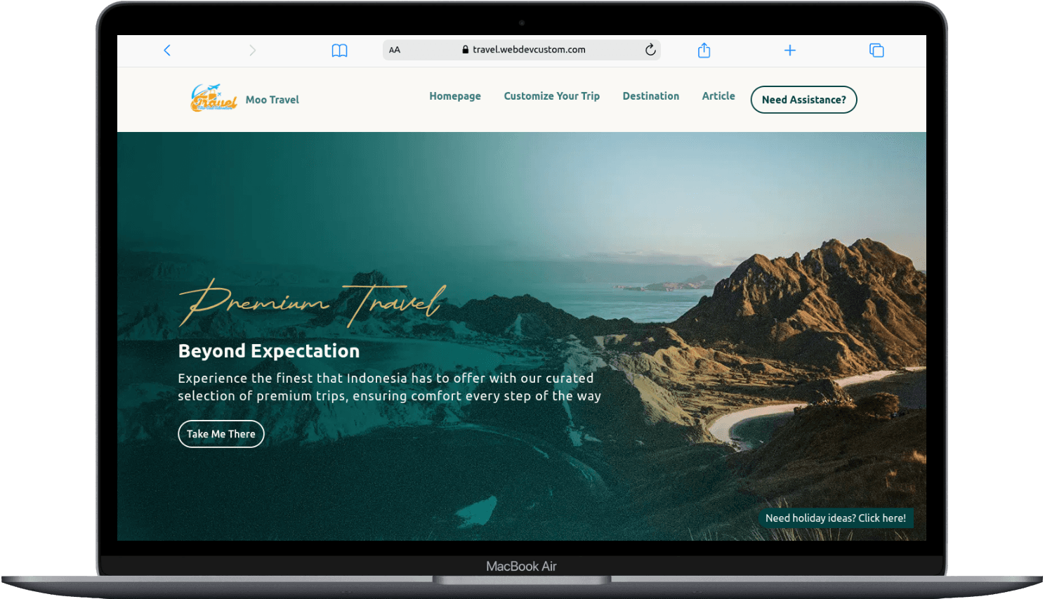 Portfolio Webdev Custom Web Travel & Wisata Desktop View