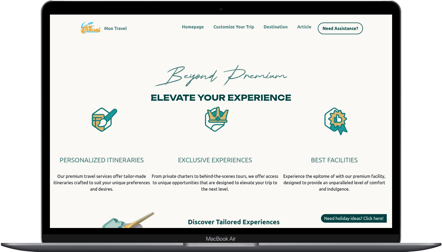 Portfolio Webdev Custom Web Travel & Wisata Desktop View