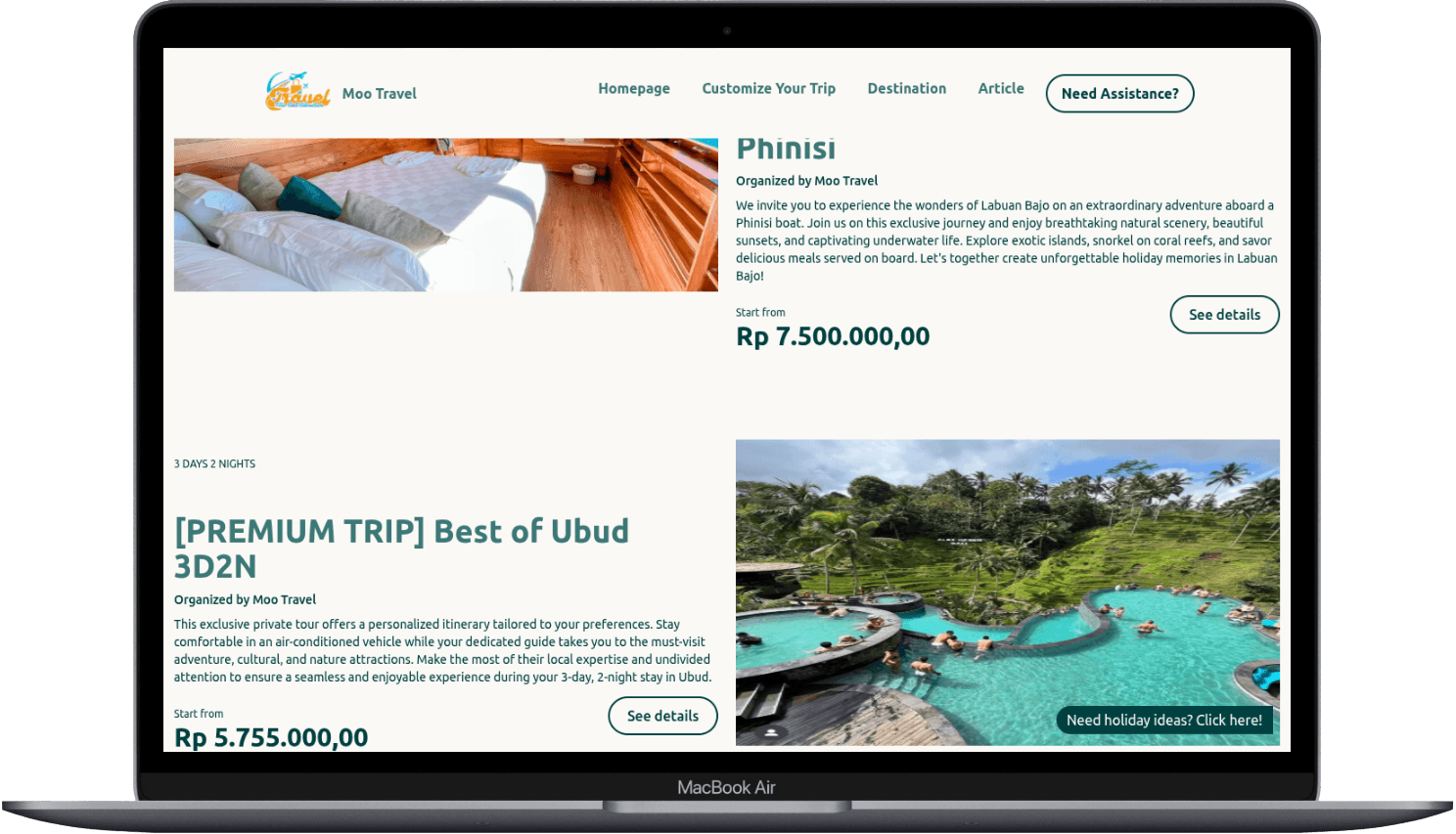 Portfolio Webdev Custom Web Travel & Wisata Desktop View