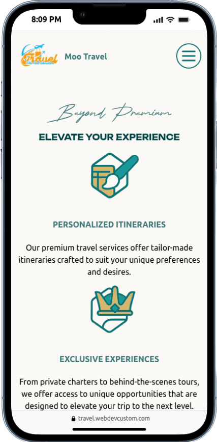 Portfolio Webdev Custom Web Travel & Wisata Mobile View