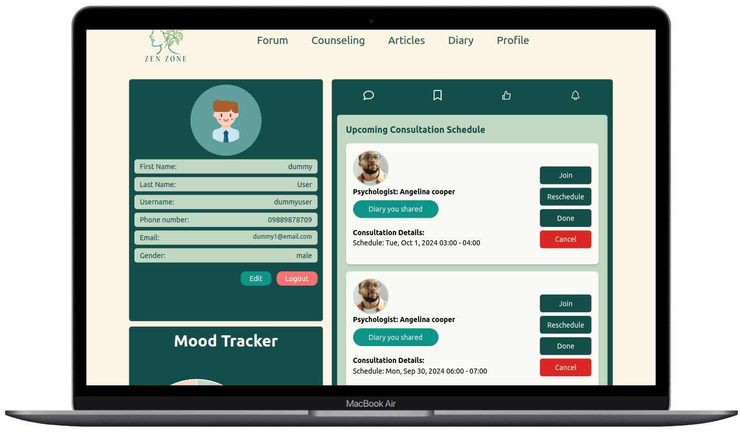 Portfolio Webdev Custom Media Sosial Kesehatan Mental Desktop View
