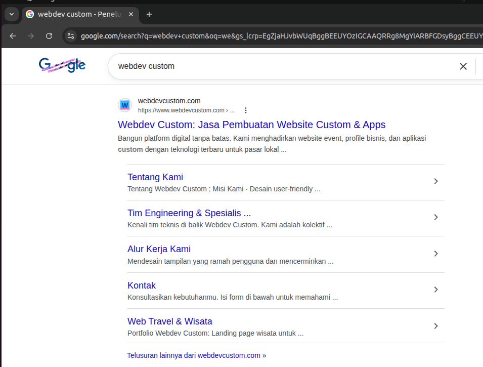 Sitelink Google Webdev Custom