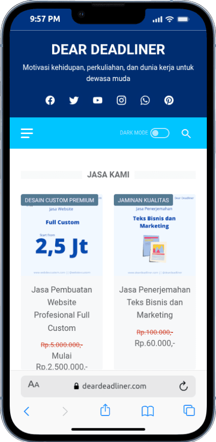 Portfolio Webdev Custom Edu Blog & Translation Services Mobile View