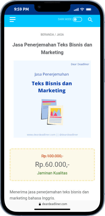 Portfolio Webdev Custom Edu Blog & Translation Services Mobile View