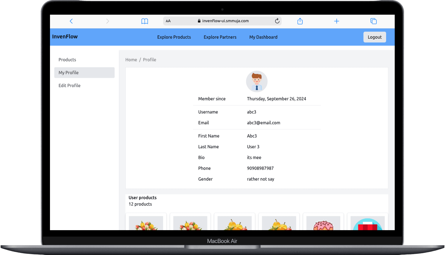 Portfolio Webdev Custom Inventory & Product Listing Desktop View