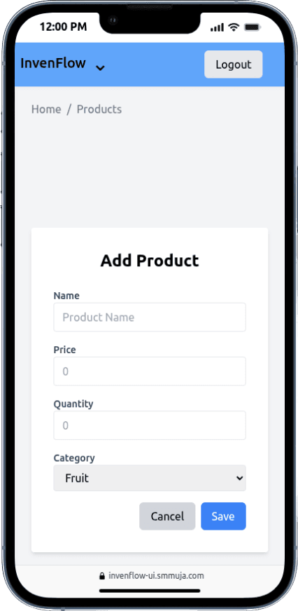 Portfolio Webdev Custom Inventory & Product Listing Mobile View