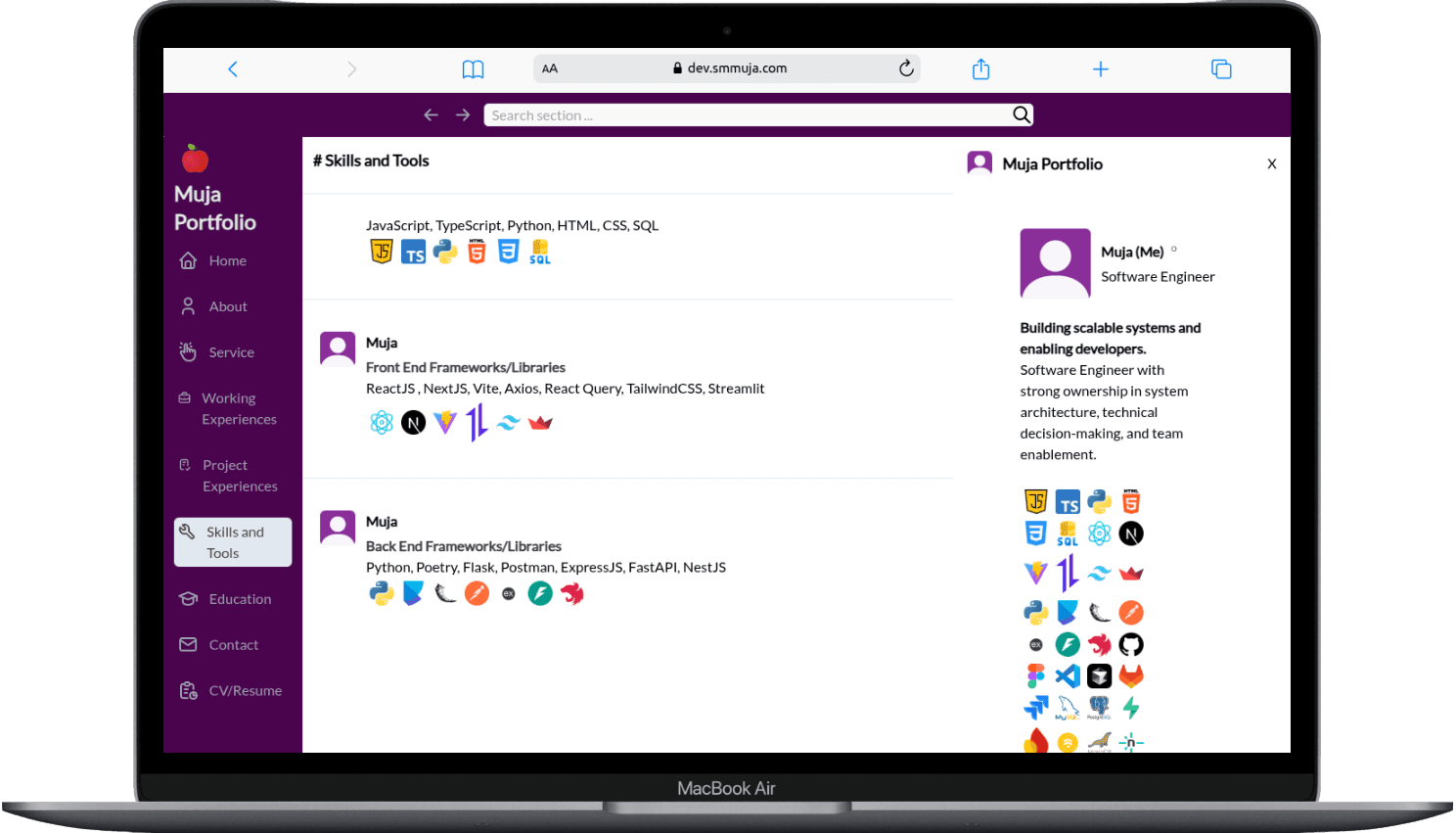 Portfolio Webdev Custom Desain Portfolio ala Slack Desktop View