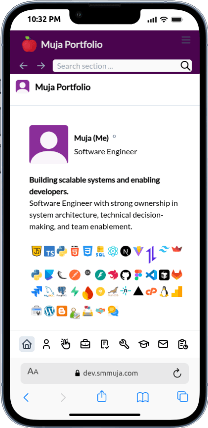 Portfolio Webdev Custom Desain Portfolio ala Slack Mobile View