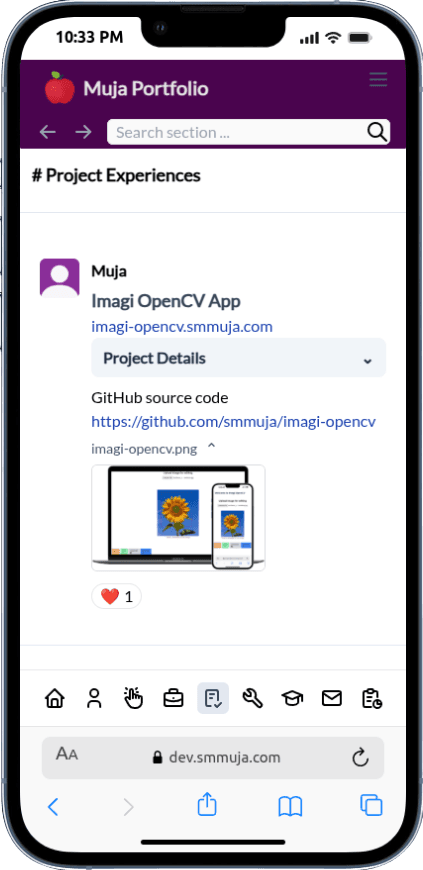 Portfolio Webdev Custom Desain Portfolio ala Slack Mobile View