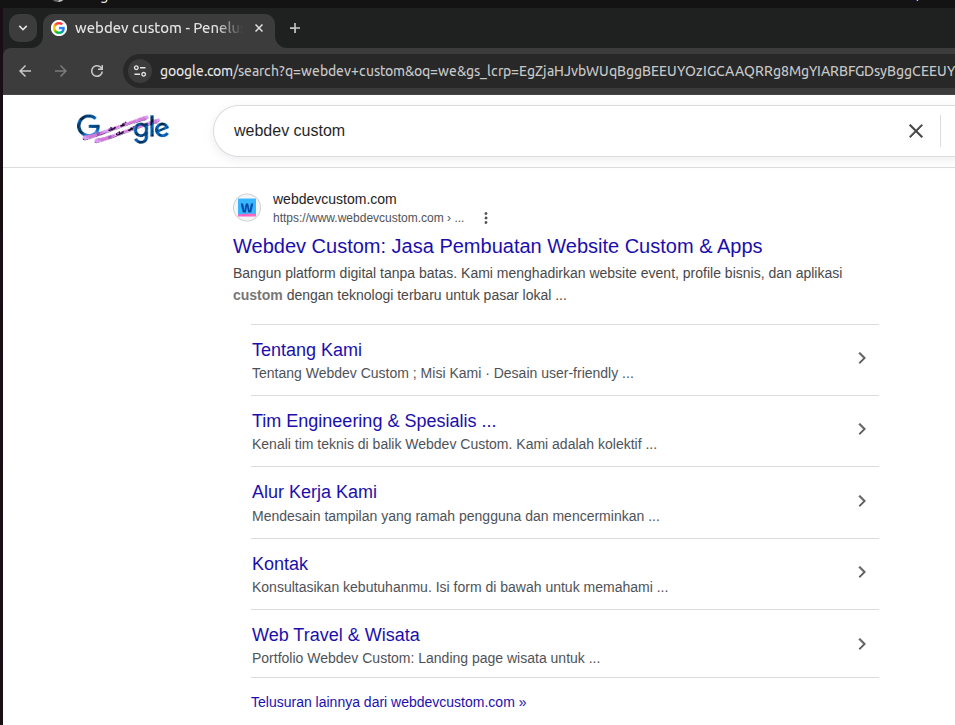 Sitelink Google Webdev Custom